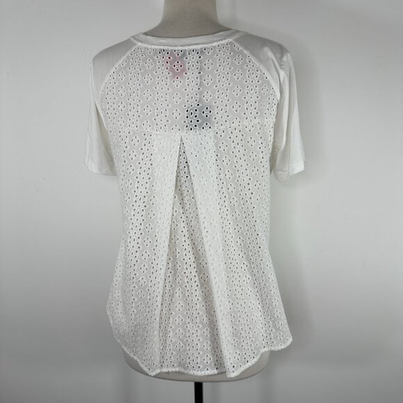 NWT VERONICA BEARD JEANS Women's Mauna Short-Sleeve Eyelet Cotton Tee Size M - Picture 5 of 12
